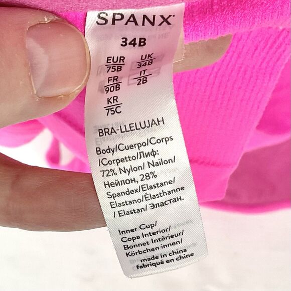 Spanx 34B Pink Bra‑llelujah Lightly Lined Full Coverage Front Clasp Underwire - Picture 4 of 5